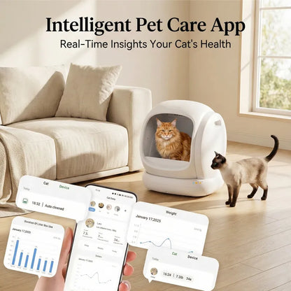 75L Capacity, Full Safety, Silent Operation: The Smart Cat Litter Box You Need!