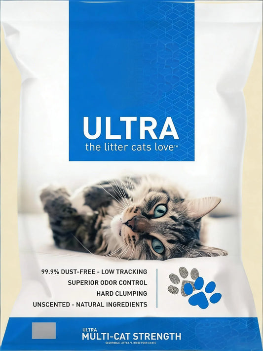 Ultra Unscented Clumping Clay Cat Litter, Professional Formula, 18 lb x 3 Packs